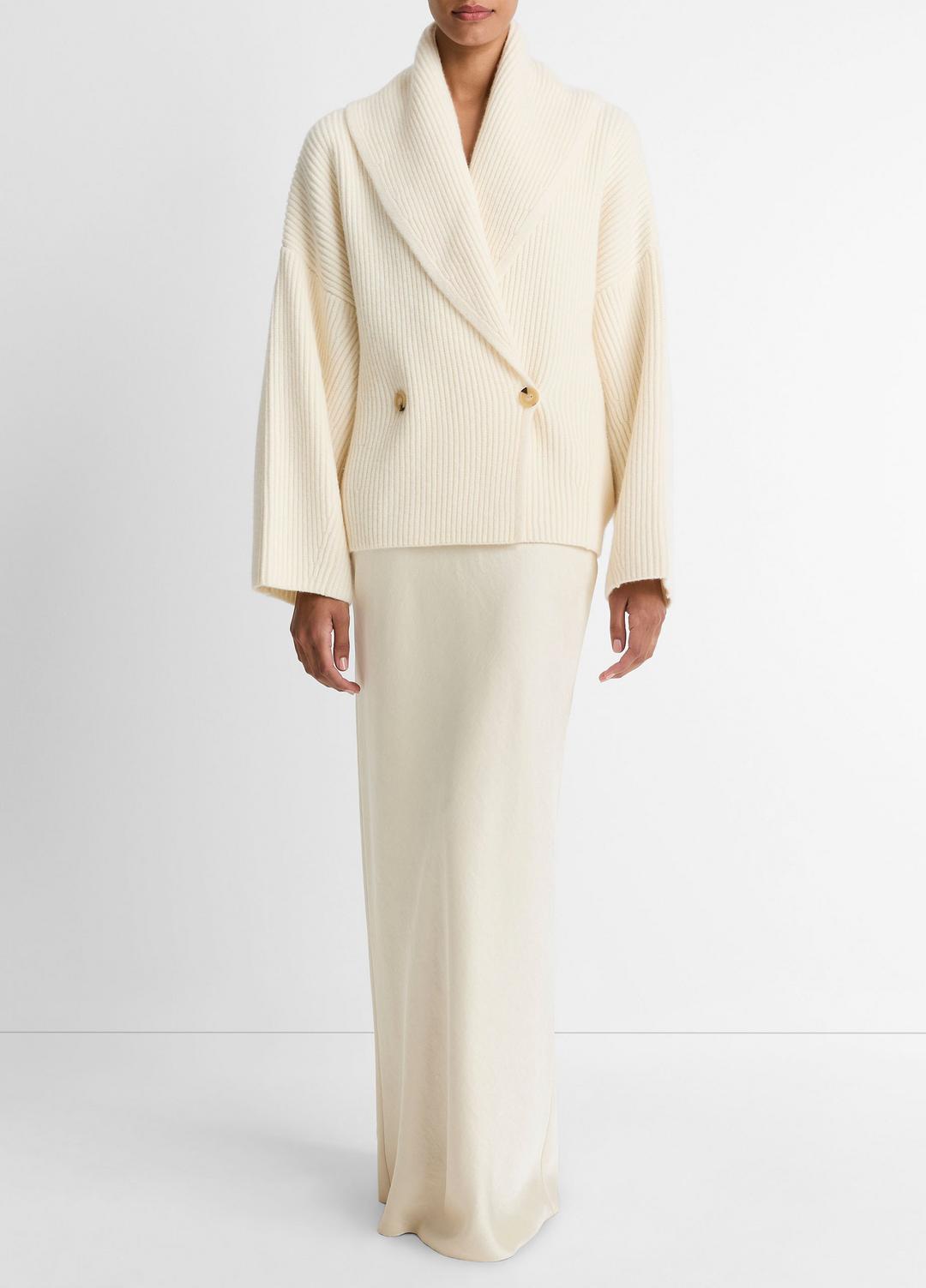 Wool-Blend Draped Sweater Coat in Sweaters OFF WHITE | VINCE Women