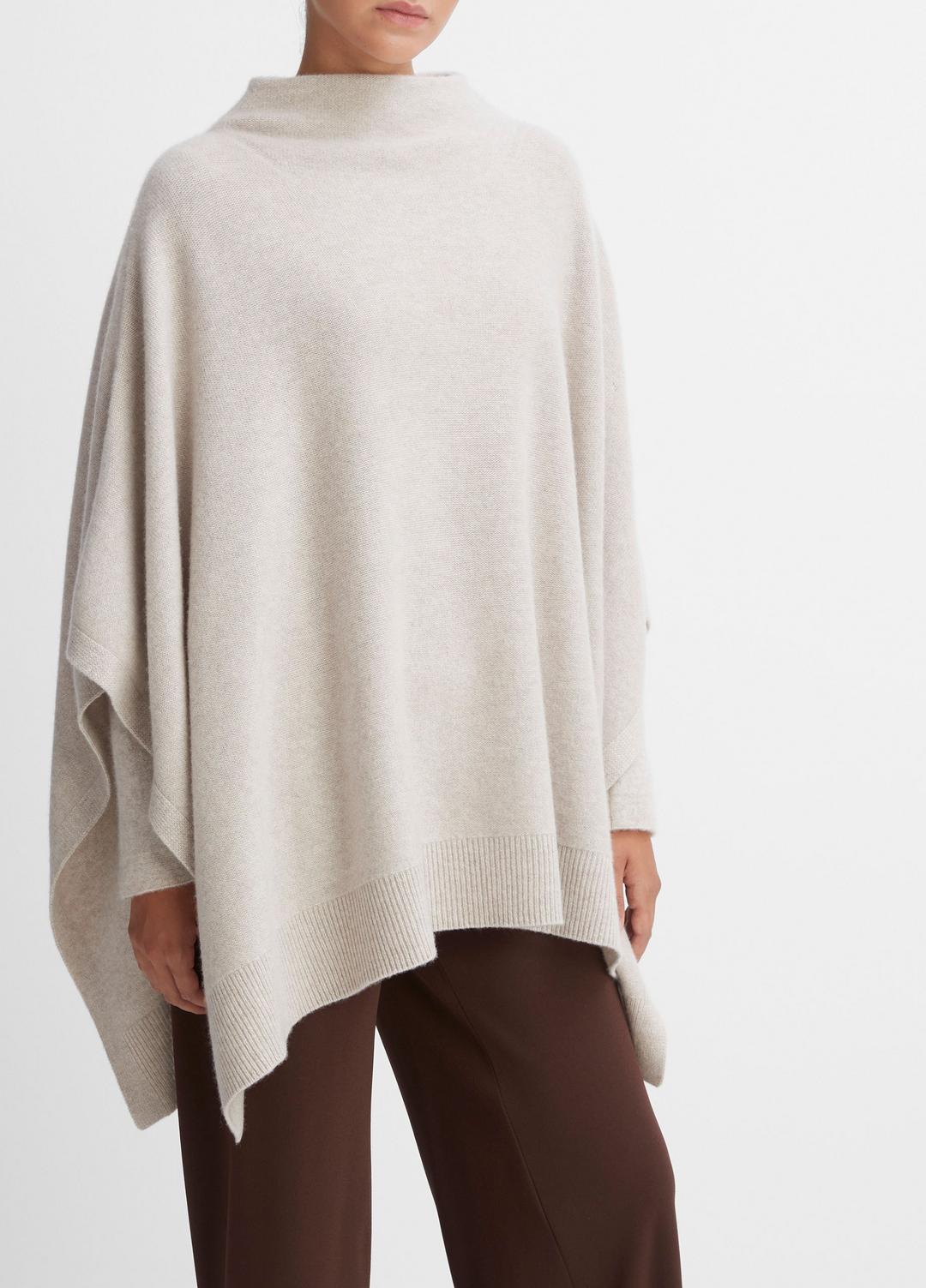 Merino Wool-Cashmere Funnel-Neck Poncho in Accessories HEATHER MARBLE | VINCE Women