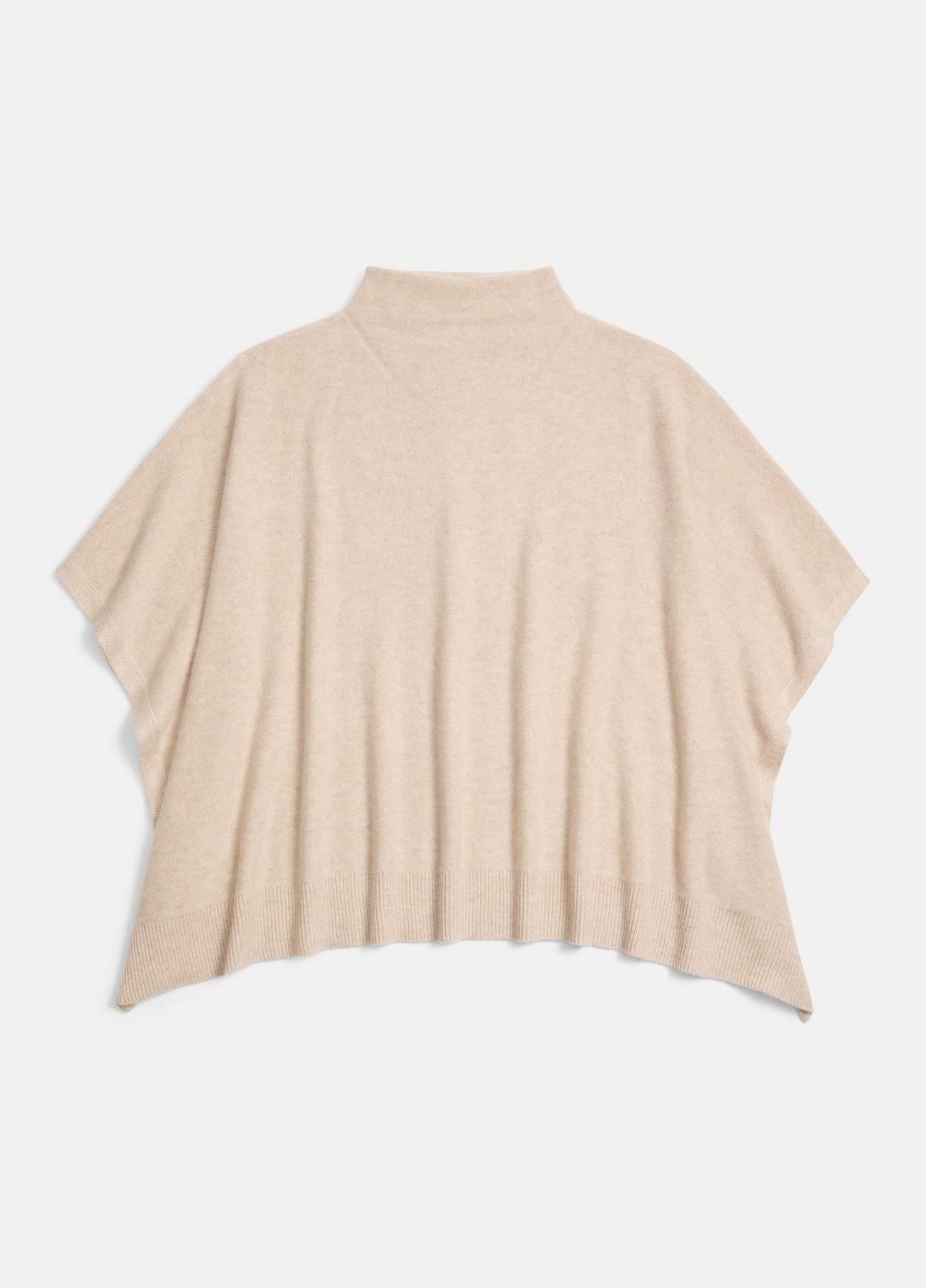Merino Wool-Cashmere Funnel-Neck Poncho in Accessories HEATHER MARBLE | VINCE Women