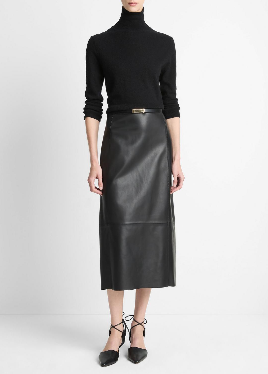 Cashmere-Silk Three-Quarter-Sleeve Mock-Neck Sweater in Turtleneck BLACK | VINCE Women