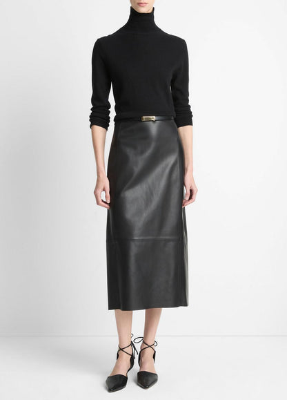 Cashmere-Silk Three-Quarter-Sleeve Mock-Neck Sweater in Turtleneck BLACK | VINCE Women