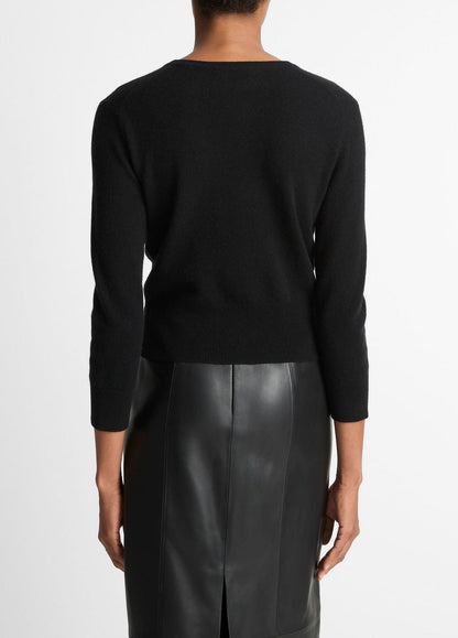 Metal-Button Wool & Cashmere-Blend Cardigan in Cardigans BLACK | VINCE Women