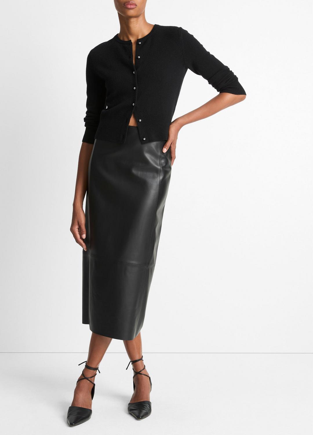 Metal-Button Wool & Cashmere-Blend Cardigan in Cardigans BLACK | VINCE Women
