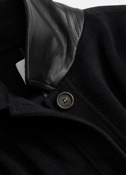 Leather-Trim Wool Cape in Accessories BLACK | VINCE Women