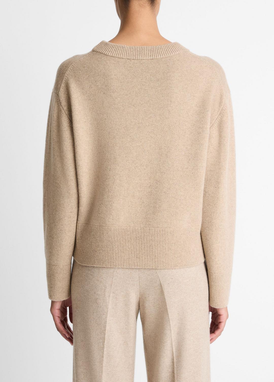 Wool-Cashmere V-Neck Sweater in V-Neck HEATHER MARZIPAN | VINCE Women
