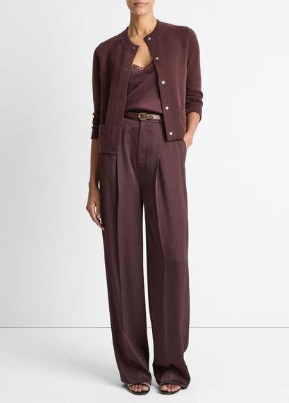 Wool-Blend Shrunken Snap Cardigan in Cardigans FIG | VINCE Women