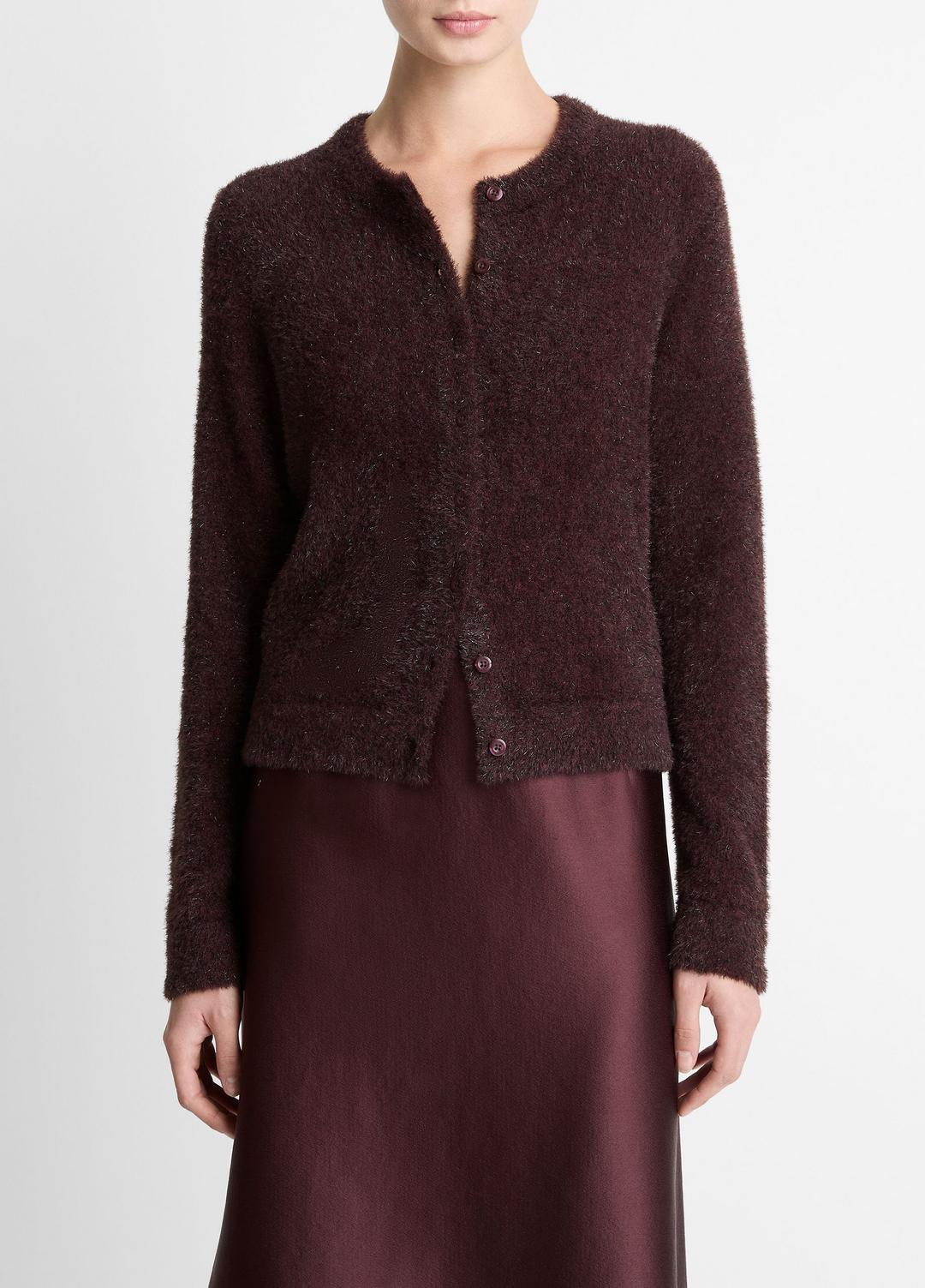 Metallic Eyelash Cardigan in Cardigans OXBLOOD | VINCE Women