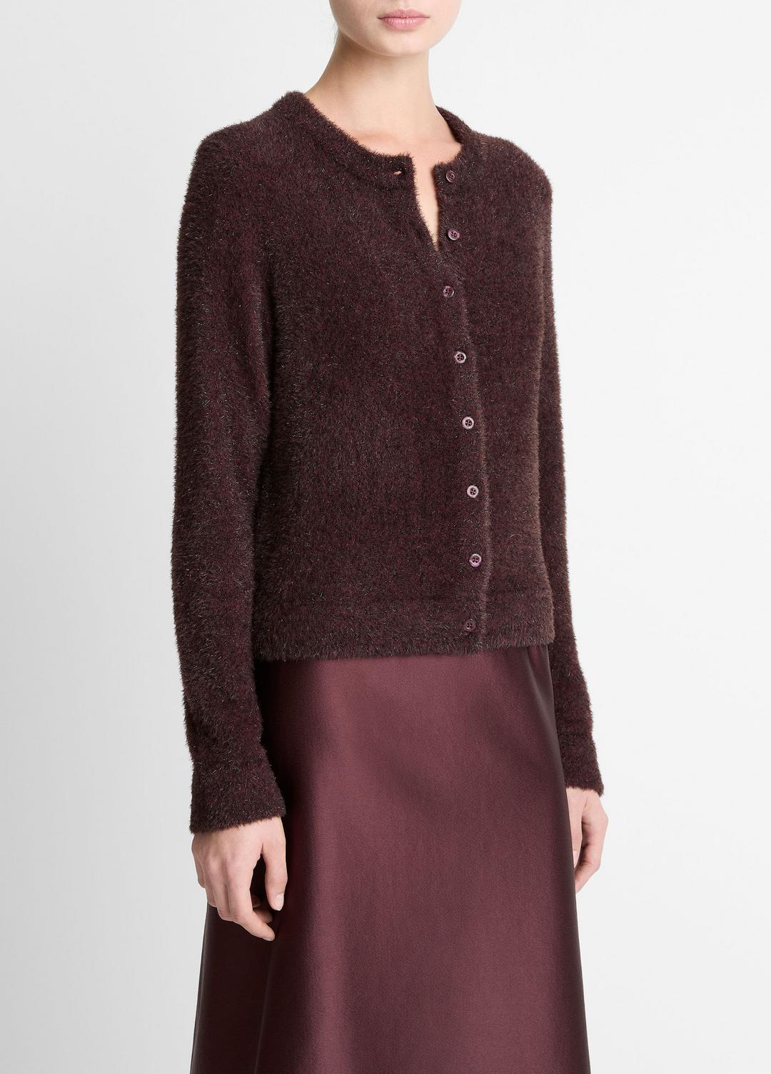 Metallic Eyelash Cardigan in Cardigans OXBLOOD | VINCE Women