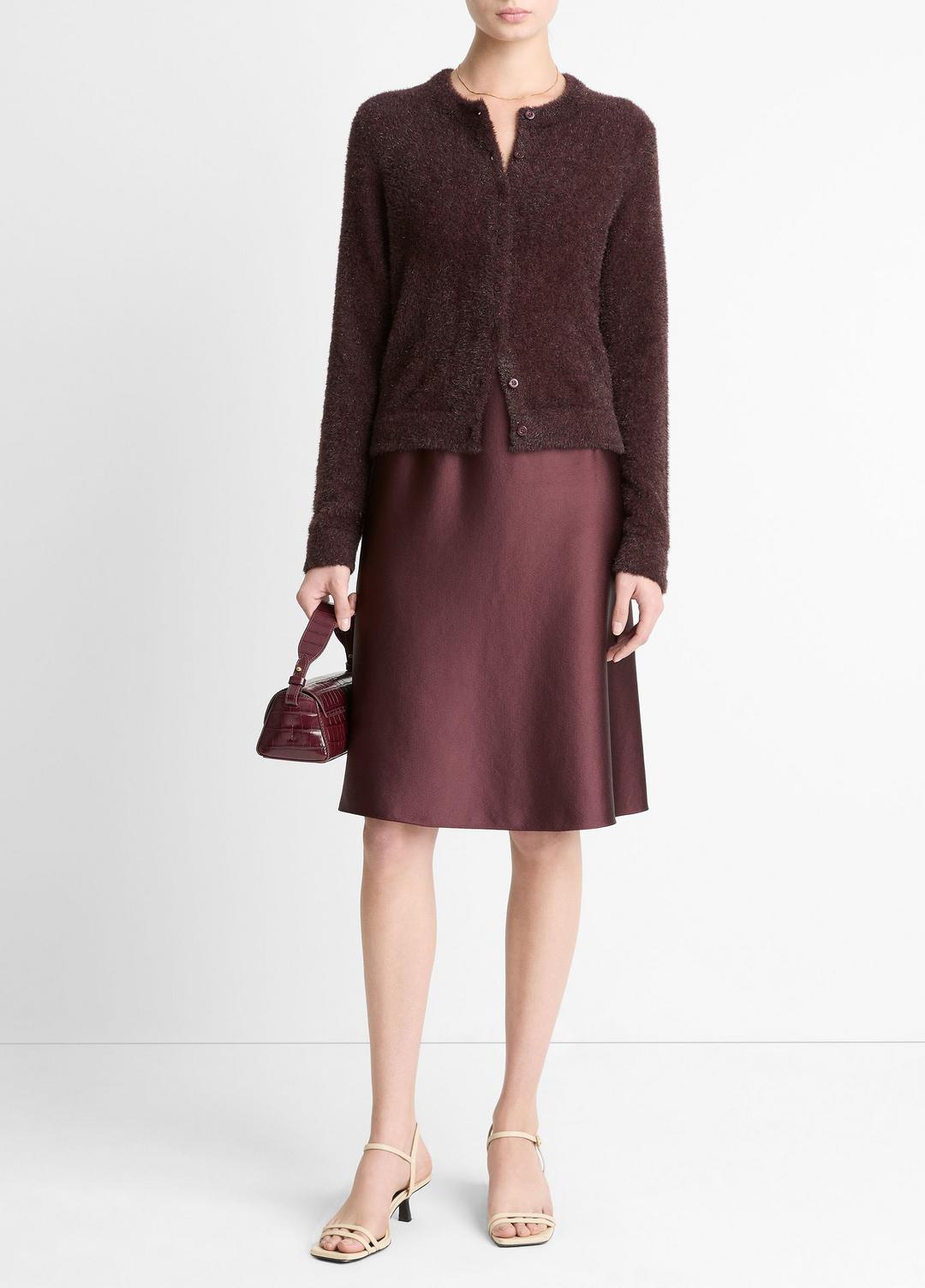 Metallic Eyelash Cardigan in Cardigans OXBLOOD | VINCE Women