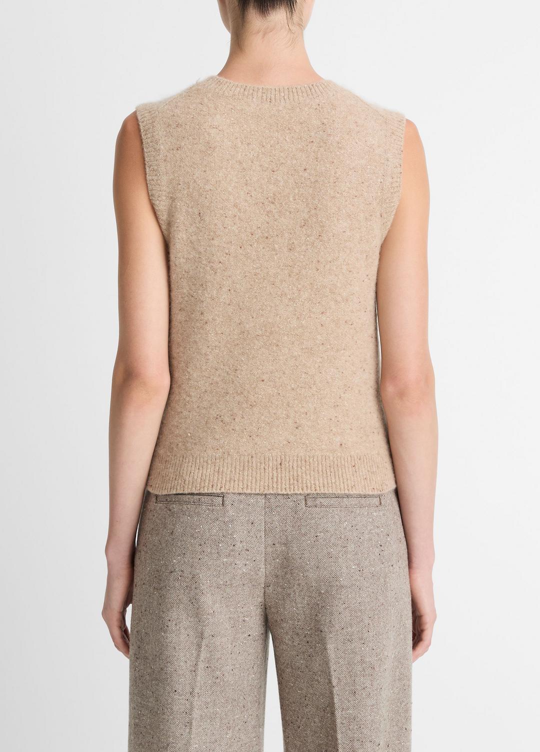 Donegal Plush Cashmere Sweater Vest in V-Neck HEATHER OAT DONEGAL | VINCE Women