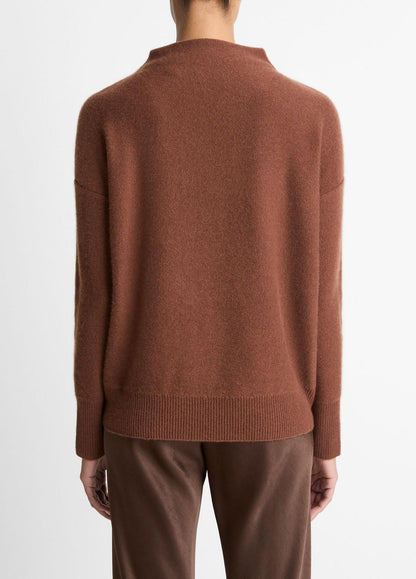 Plush Cashmere Funnel-Neck Sweater in Turtleneck CACAO | VINCE Women