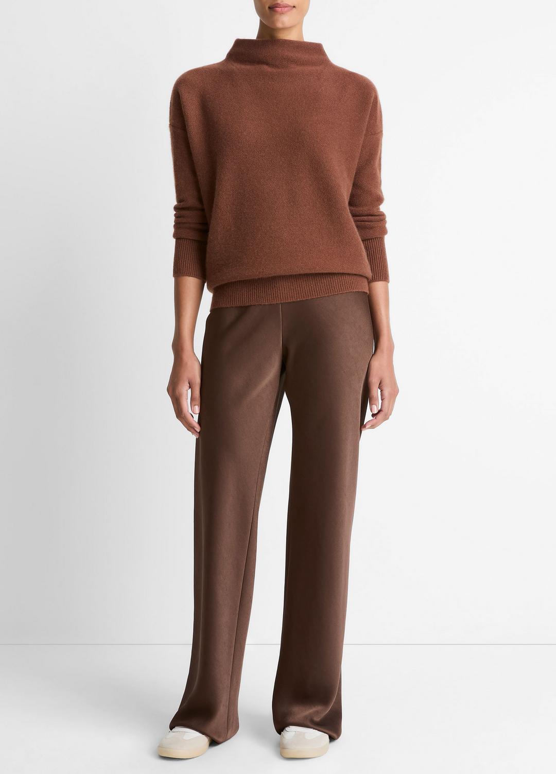 Plush Cashmere Funnel-Neck Sweater in Turtleneck CACAO | VINCE Women