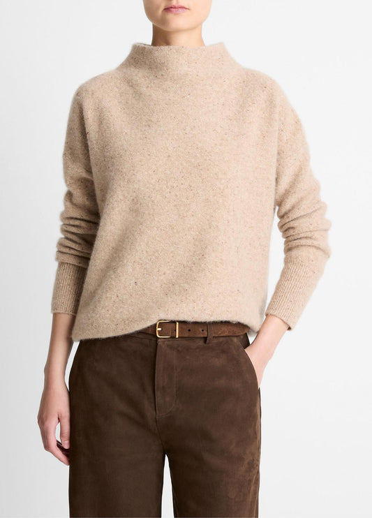 Donegal Cashmere Funnel-Neck Sweater in Turtleneck HEATHER OAT DONEGAL | VINCE Women