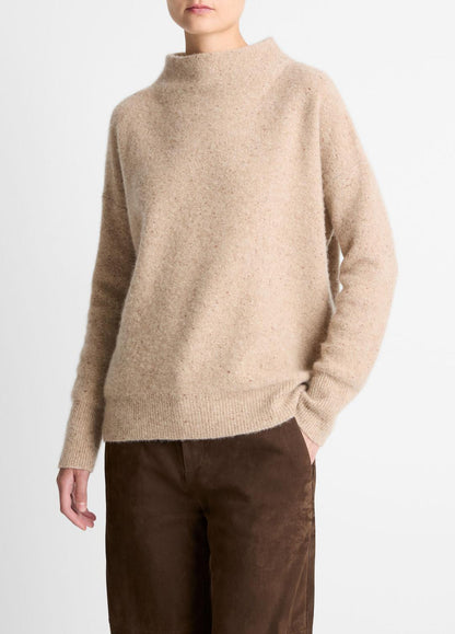 Donegal Cashmere Funnel-Neck Sweater in Turtleneck HEATHER OAT DONEGAL | VINCE Women