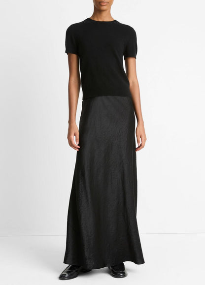 Wool & Cashmere-Blend Short-Sleeve Sweater in Crew Neck BLACK | VINCE Women