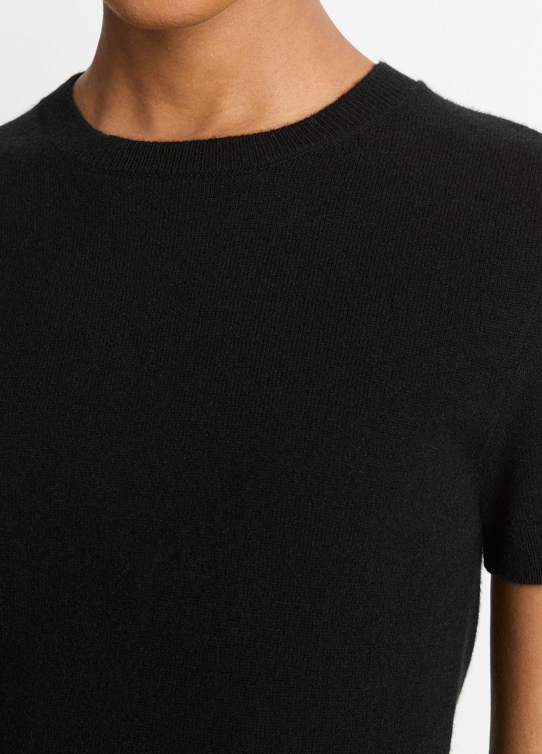 Wool & Cashmere-Blend Short-Sleeve Sweater in Crew Neck BLACK | VINCE Women