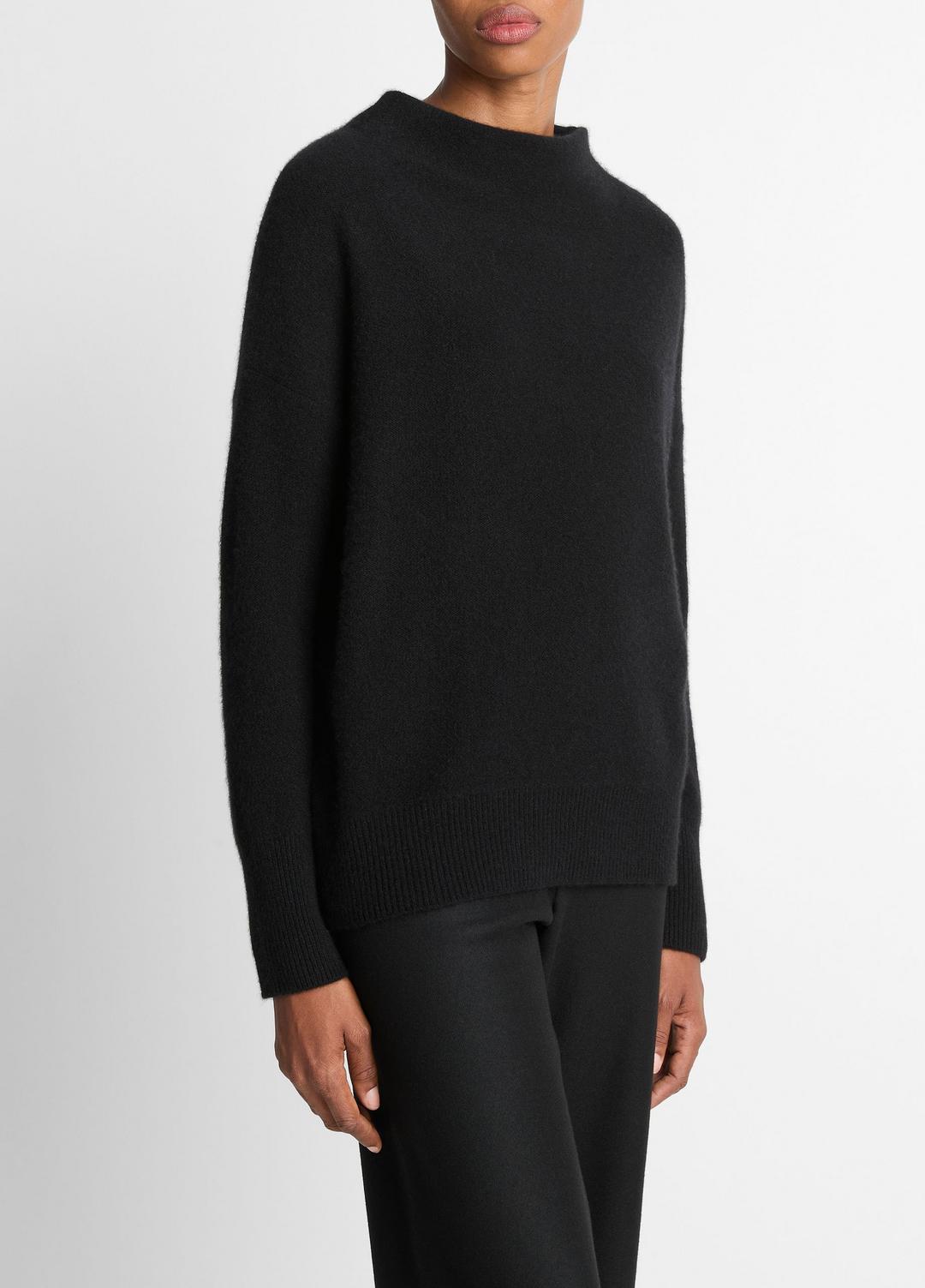 Plush Cashmere Funnel-Neck Sweater in Turtleneck BLACK | VINCE Women