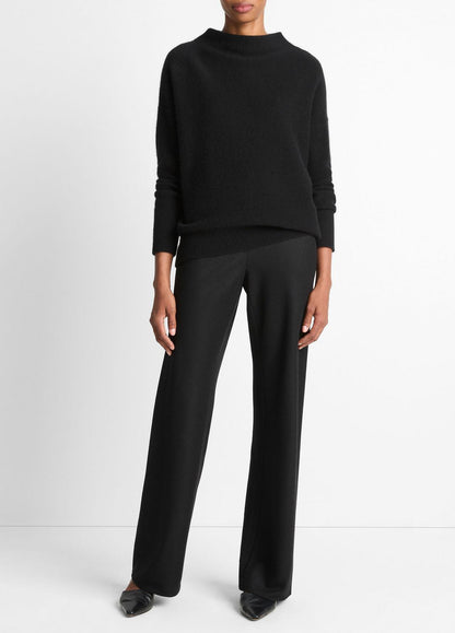 Plush Cashmere Funnel-Neck Sweater in Turtleneck BLACK | VINCE Women