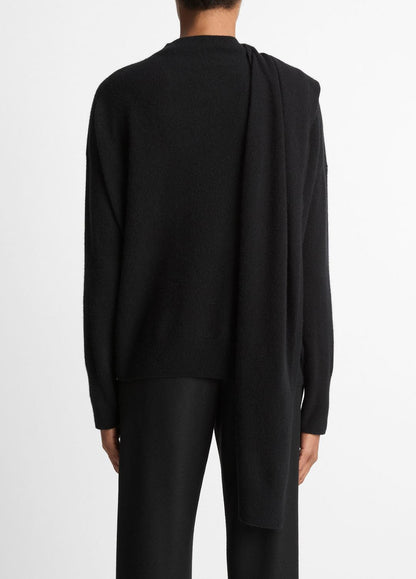 Draped-Shawl Wool-Cashmere Sweater in Turtleneck BLACK | VINCE Women