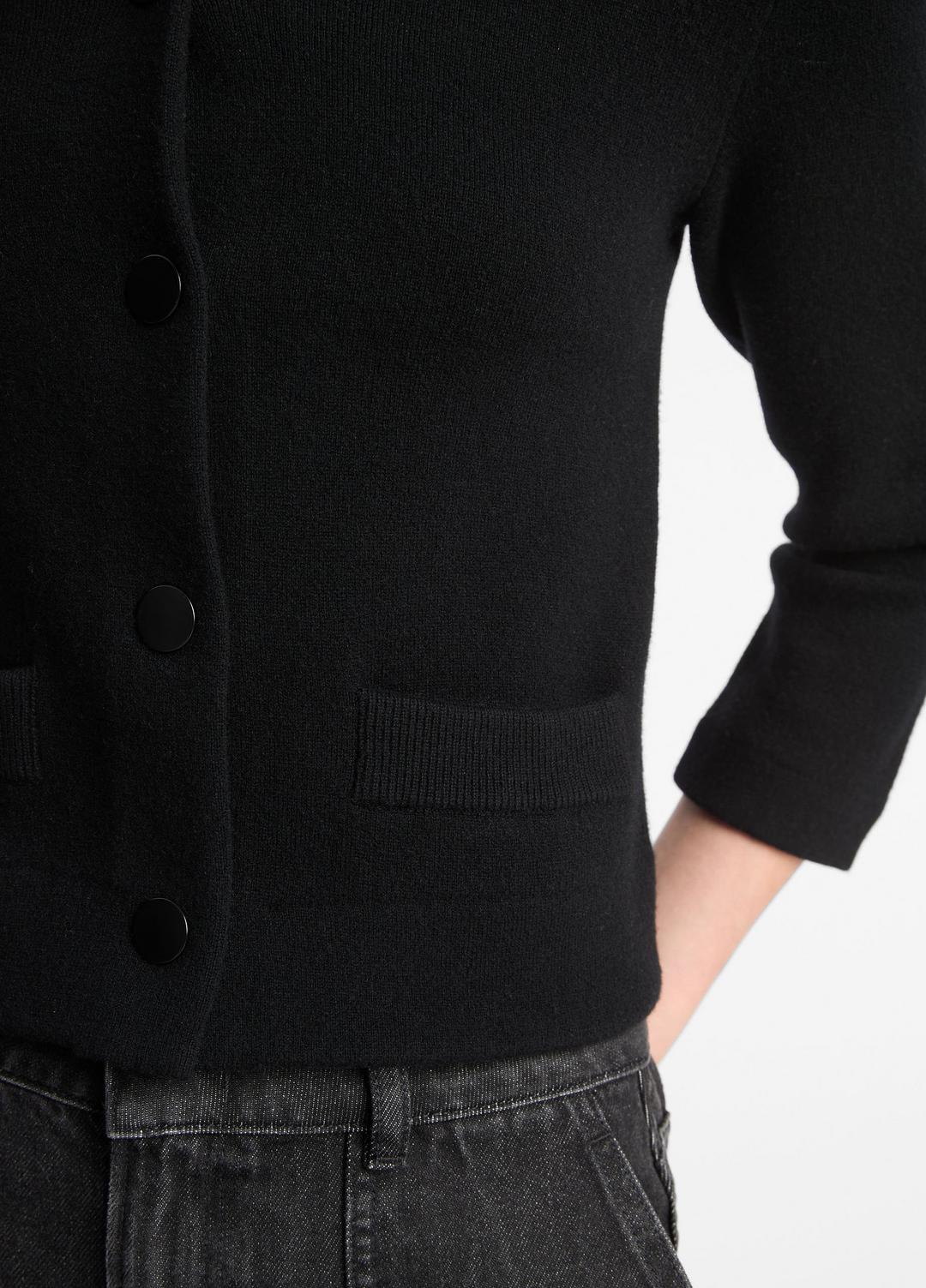 Wool-Blend Shrunken Snap Cardigan in Cardigans BLACK | VINCE Women