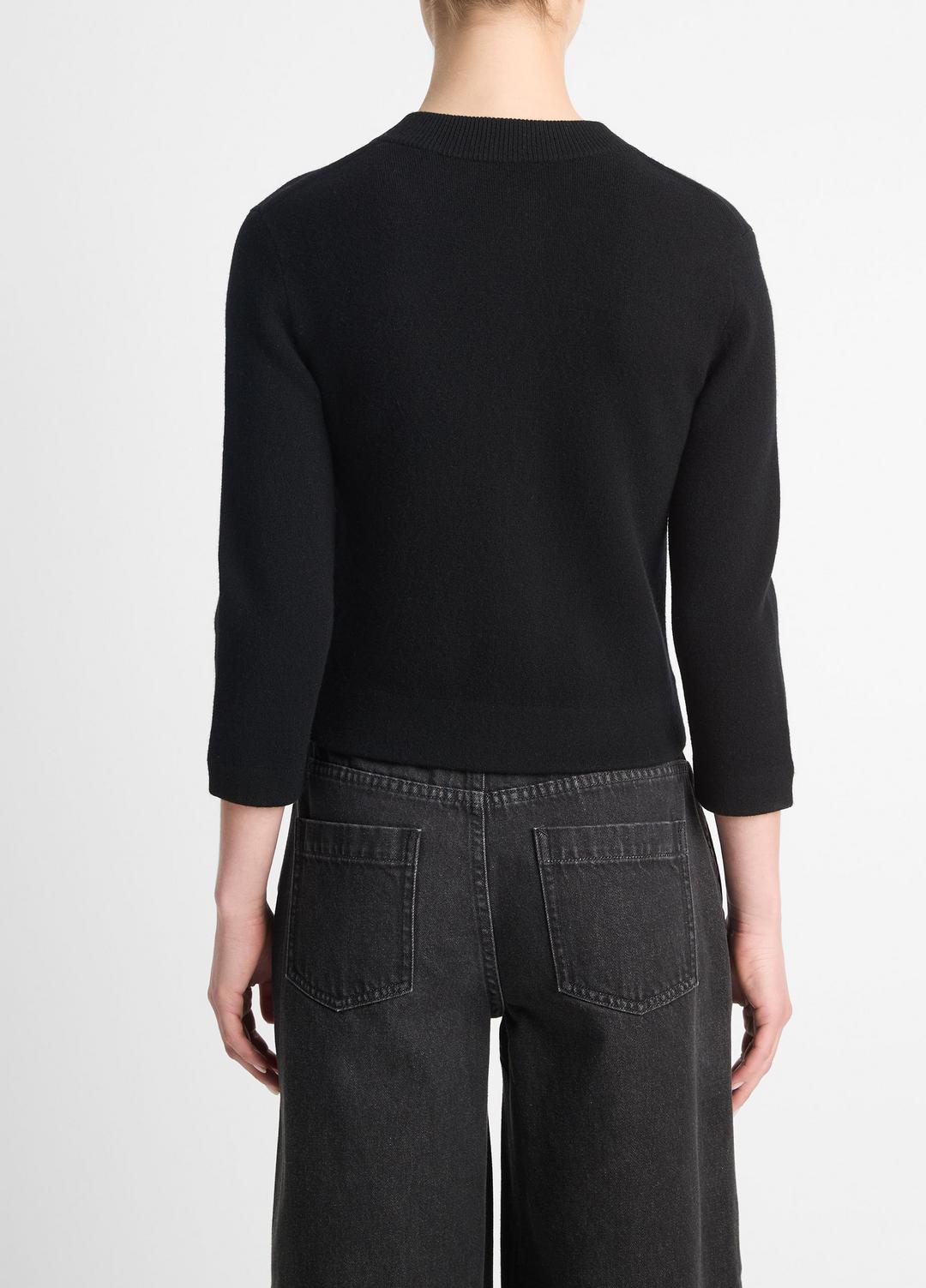 Wool-Blend Shrunken Snap Cardigan in Cardigans BLACK | VINCE Women