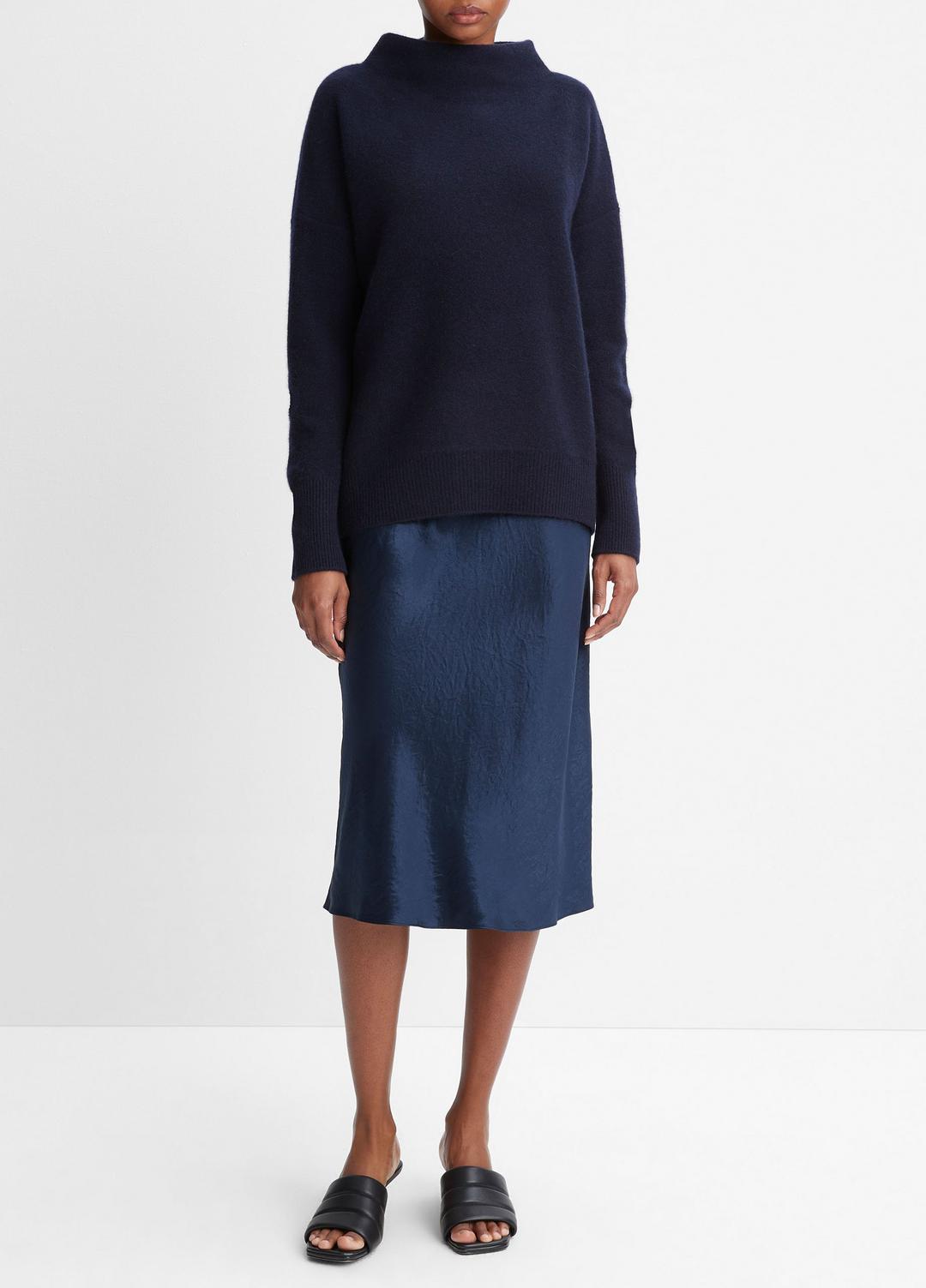 Plush Cashmere Funnel-Neck Sweater in Turtleneck COASTAL BLUE | VINCE Women