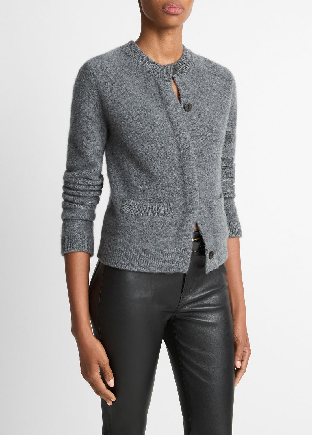 Plush Cashmere Shrunken Cardigan in Cardigans HEATHER GRAPHITE | VINCE Women
