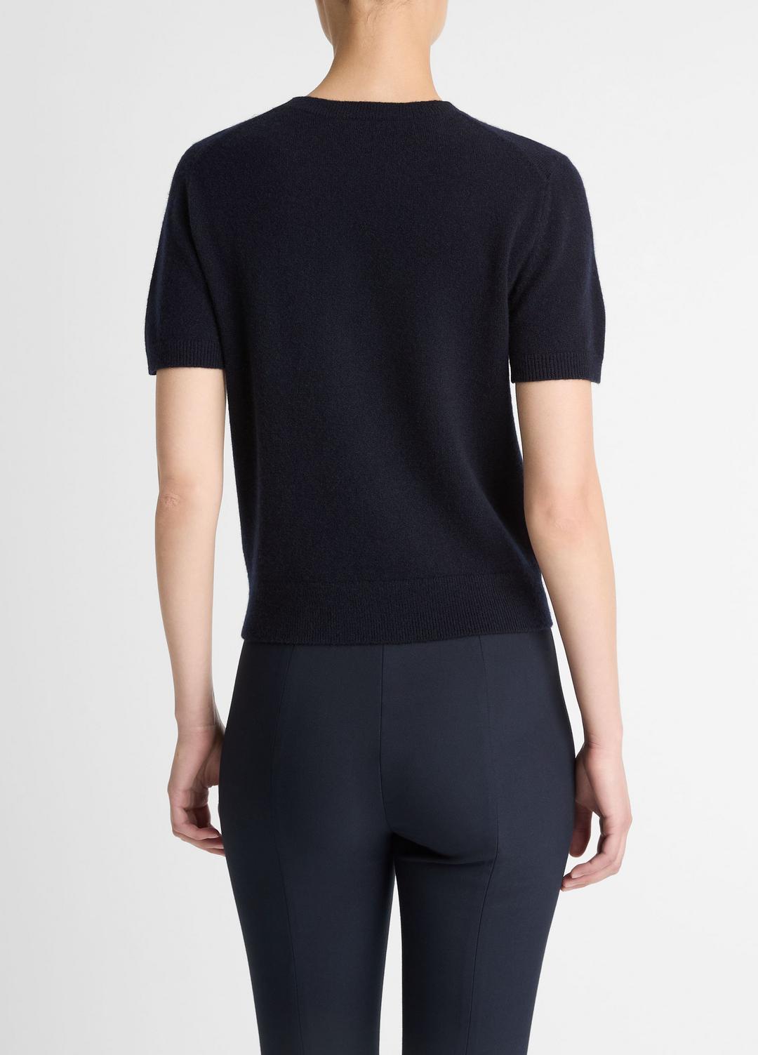 Wool & Cashmere-Blend Short-Sleeve Sweater in Crew Neck COASTAL BLUE | VINCE Women
