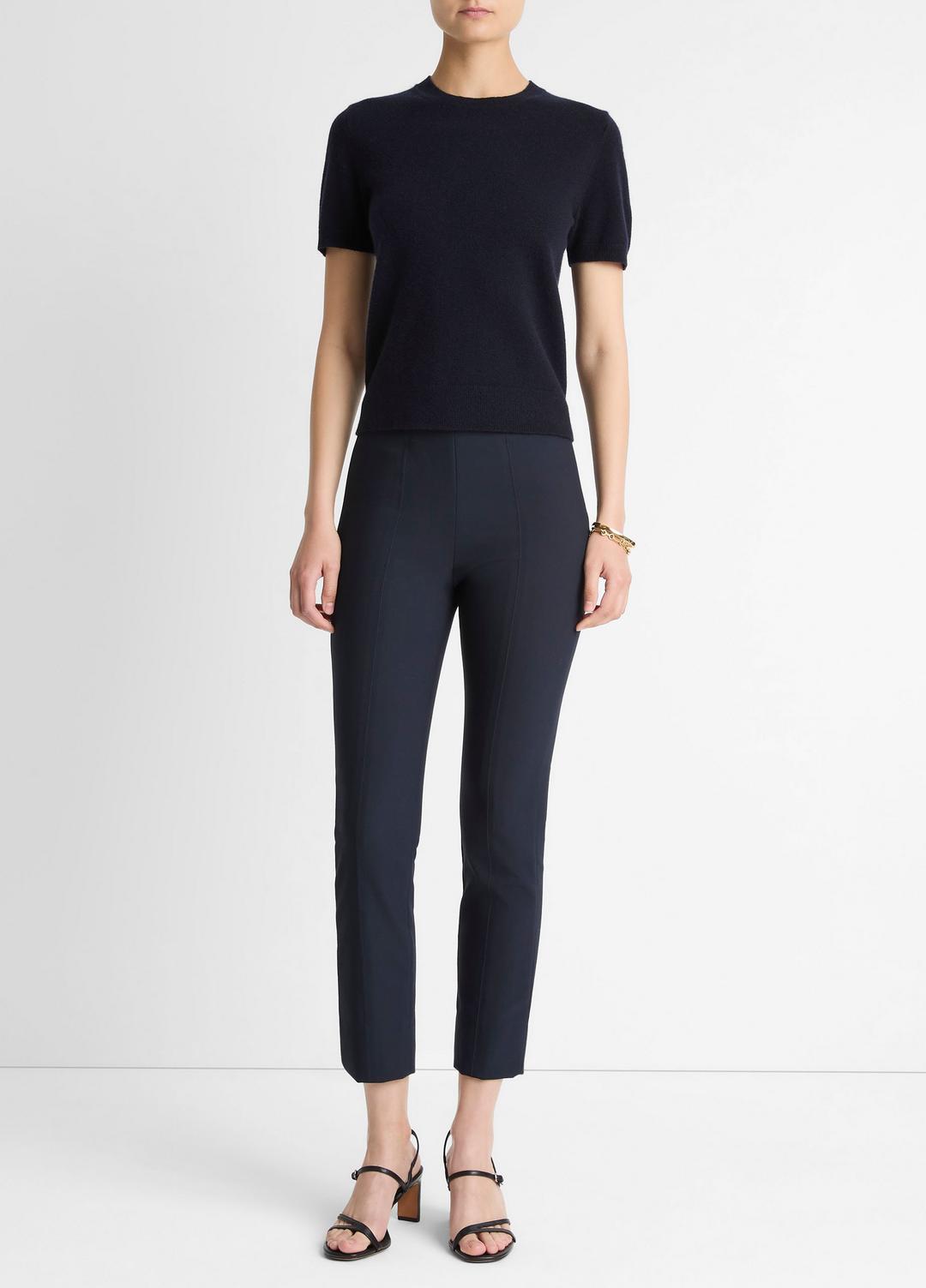 Wool & Cashmere-Blend Short-Sleeve Sweater in Crew Neck COASTAL BLUE | VINCE Women