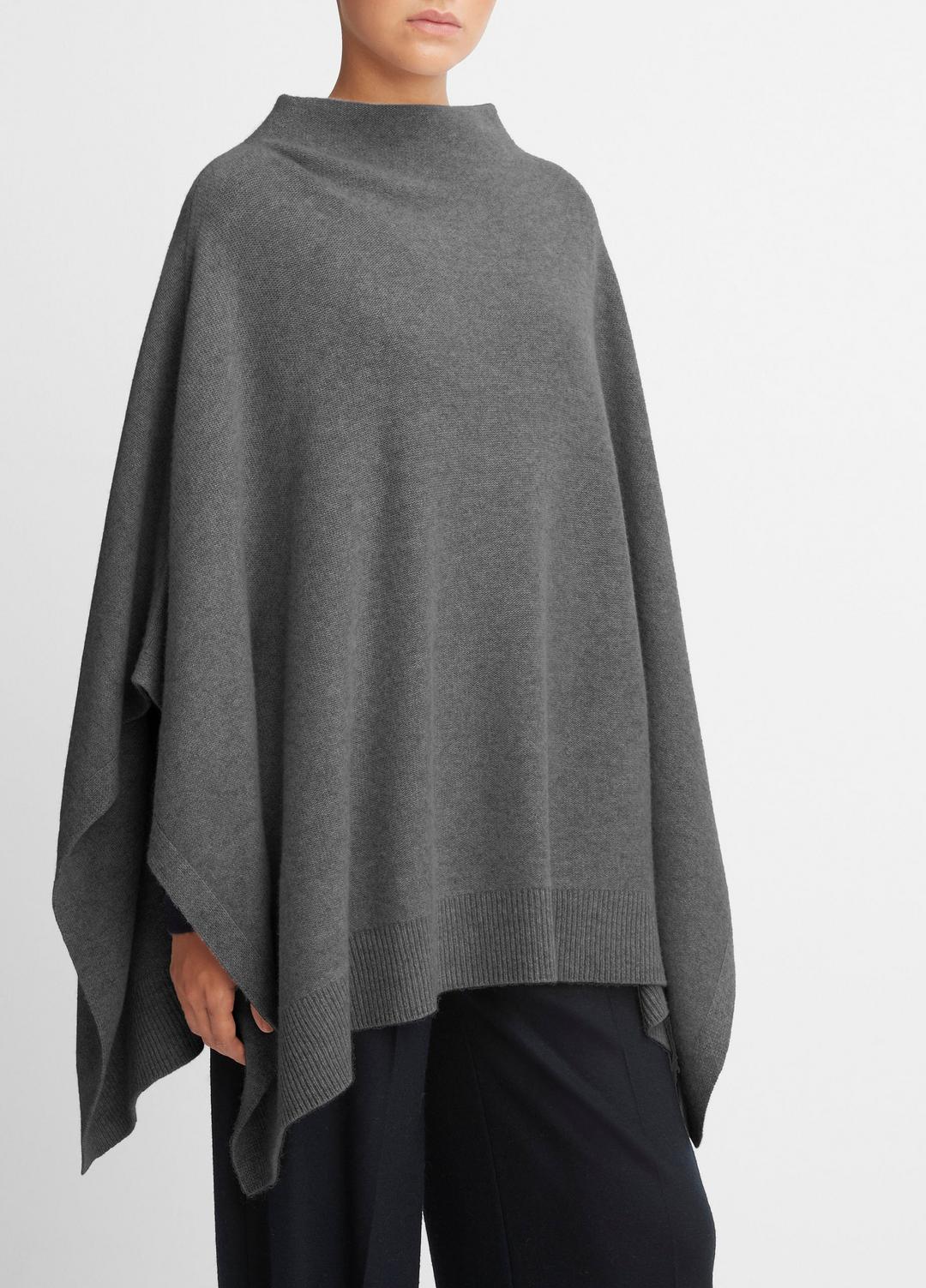 Merino Wool-Cashmere Funnel-Neck Poncho in Accessories HEATHER GREY | VINCE Women