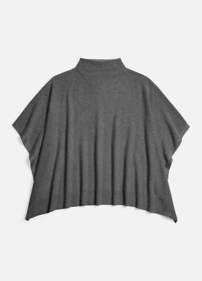 Merino Wool-Cashmere Funnel-Neck Poncho in Accessories HEATHER GREY | VINCE Women