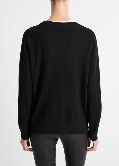 Cashmere Weekend V-Neck Sweater in V-Neck BLACK | VINCE Women