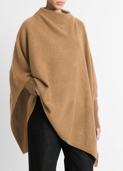 Merino Wool-Cashmere Funnel-Neck Poncho in Accessories BISCOTTI | VINCE Women