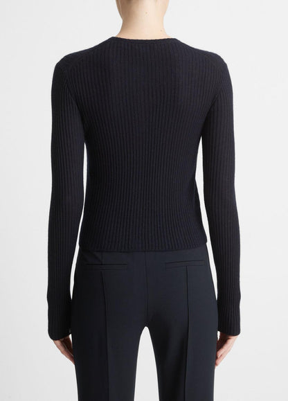 Ribbed Cashmere-Silk Cardigan in Cardigans COASTAL BLUE | VINCE Women