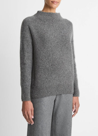 Donegal Cashmere Funnel-Neck Sweater in Turtleneck MEDIUM HEATHER GREY DONEGAL | VINCE Women
