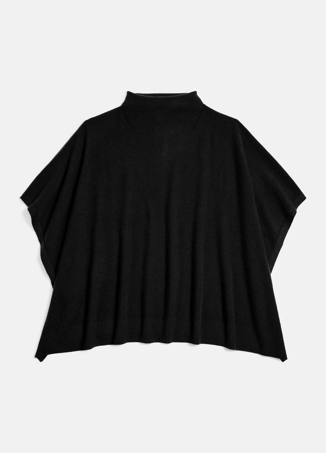 Merino Wool-Cashmere Funnel-Neck Poncho in Accessories BLACK | VINCE Women