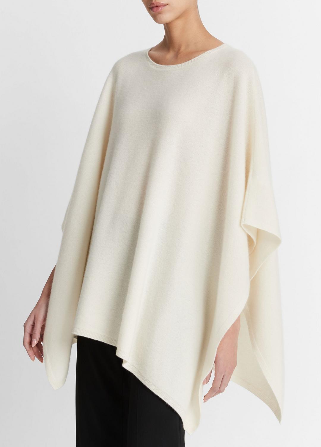 Reverse-Jersey Cashmere Boat-Neck Poncho in Sweaters OPTIC WHITE | VINCE Women