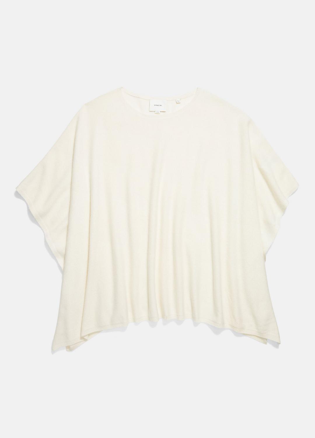 Reverse-Jersey Cashmere Boat-Neck Poncho in Sweaters OPTIC WHITE | VINCE Women