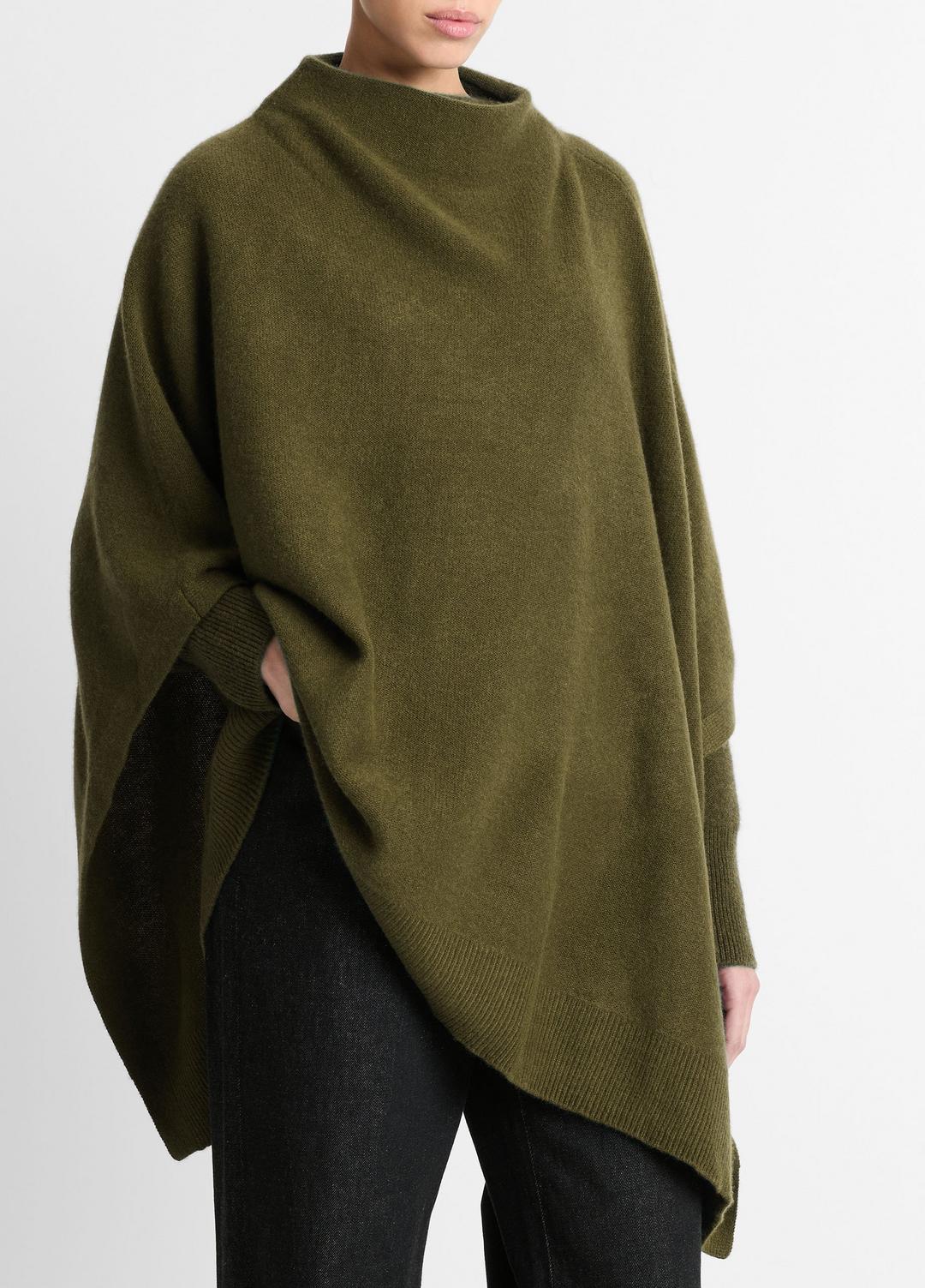 Merino Wool-Cashmere Funnel-Neck Poncho in Accessories HERBA | VINCE Women