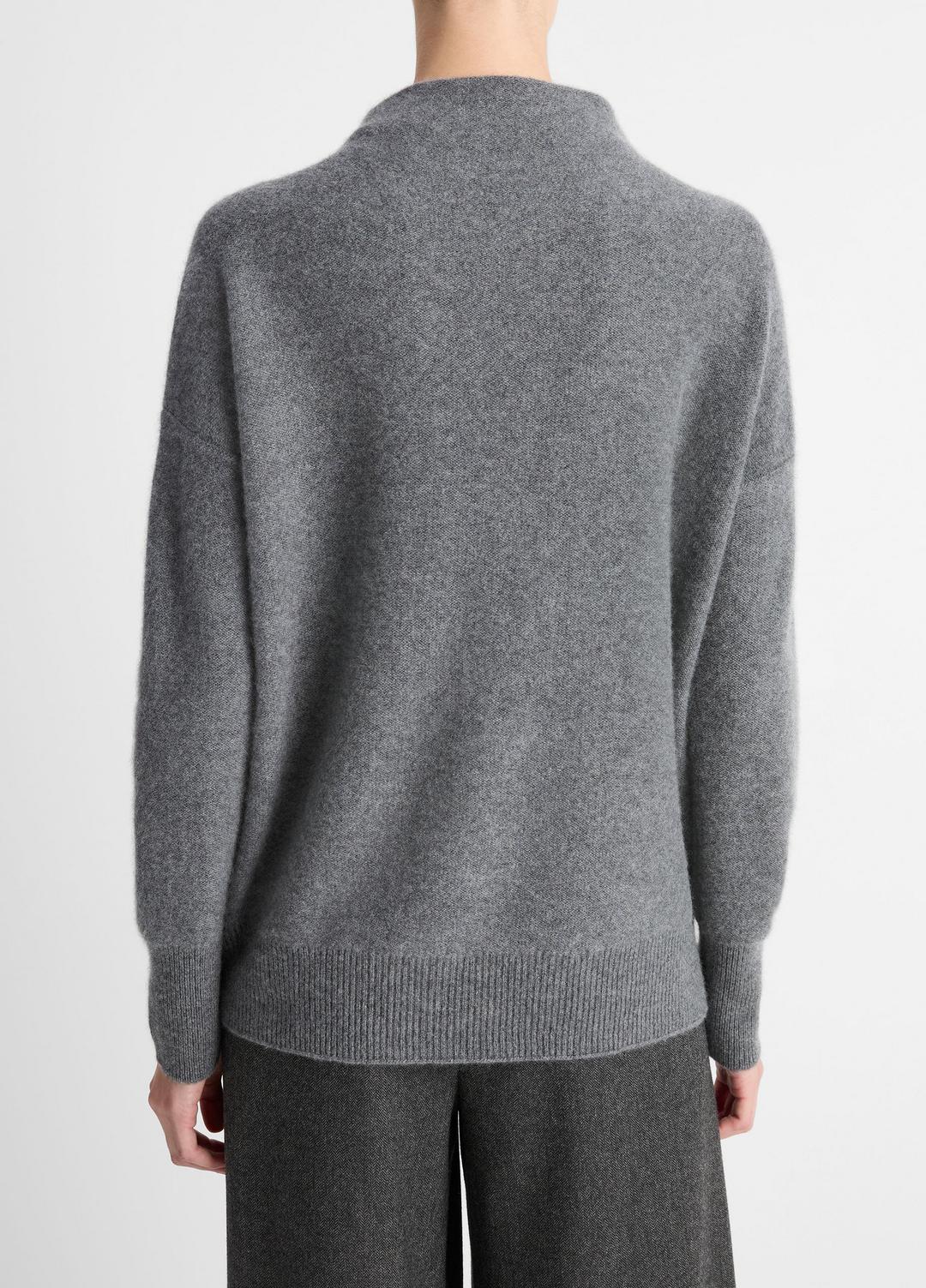Plush Cashmere Funnel-Neck Sweater in Turtleneck HEATHER GRAPHITE | VINCE Women