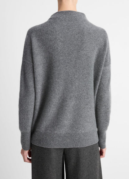 Plush Cashmere Funnel-Neck Sweater in Turtleneck HEATHER GRAPHITE | VINCE Women