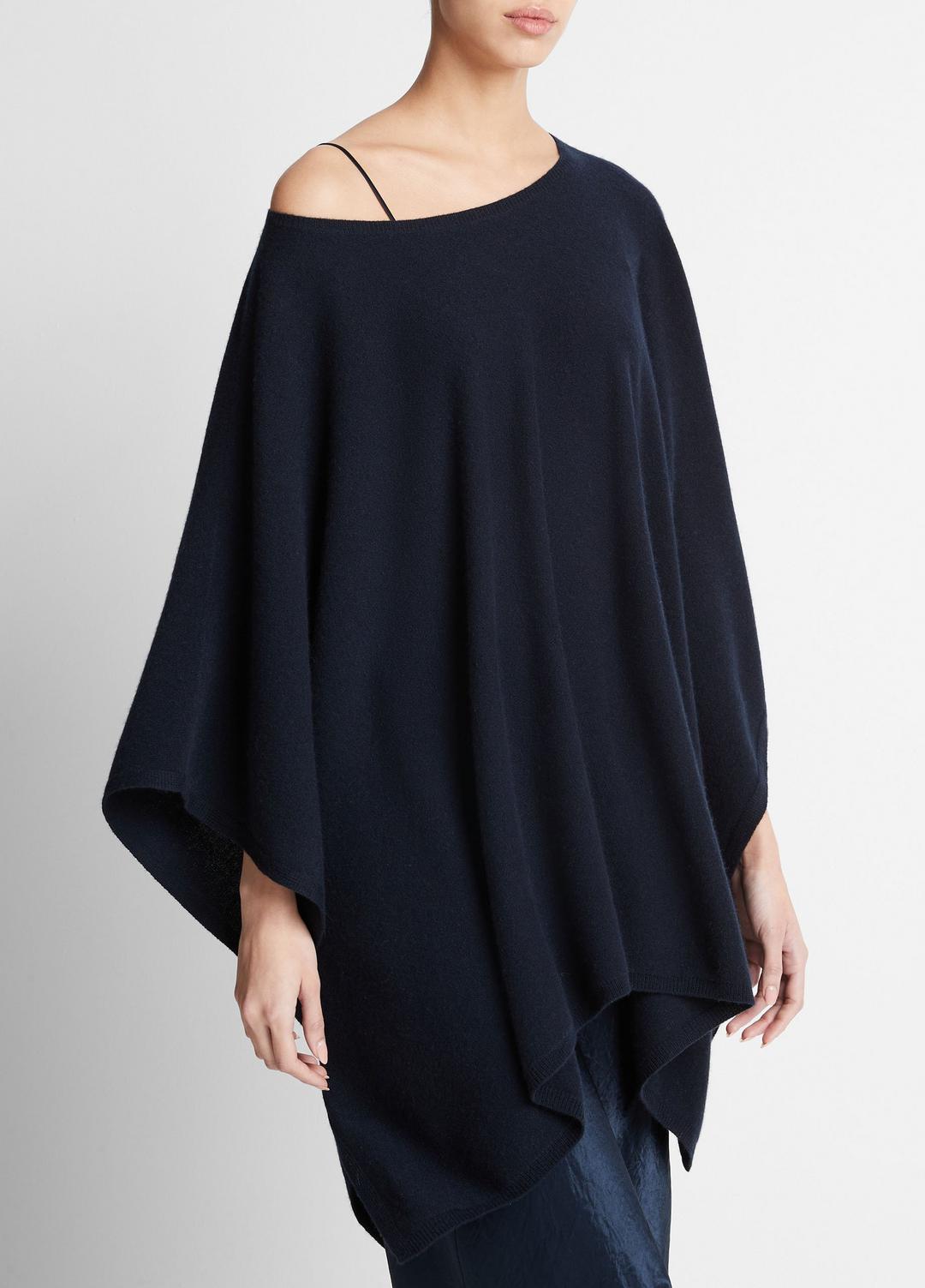 Reverse-Jersey Cashmere Boat-Neck Poncho in Sweaters COASTAL BLUE | VINCE Women