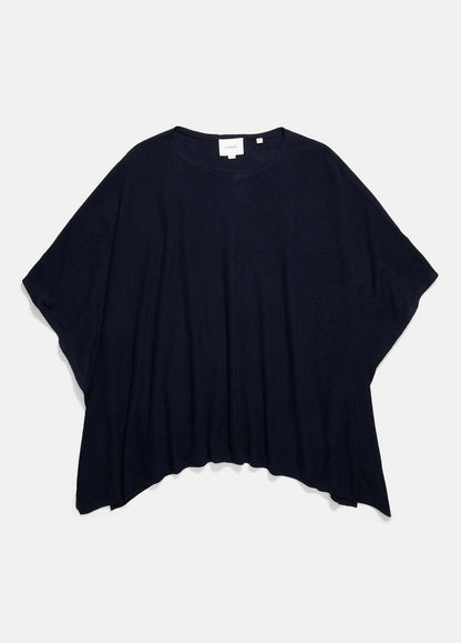 Reverse-Jersey Cashmere Boat-Neck Poncho in Sweaters COASTAL BLUE | VINCE Women