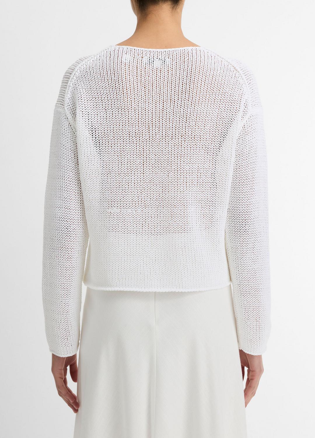 Italian Coated Cotton-Blend Sweater in Crew Neck OPTIC WHITE | VINCE Women
