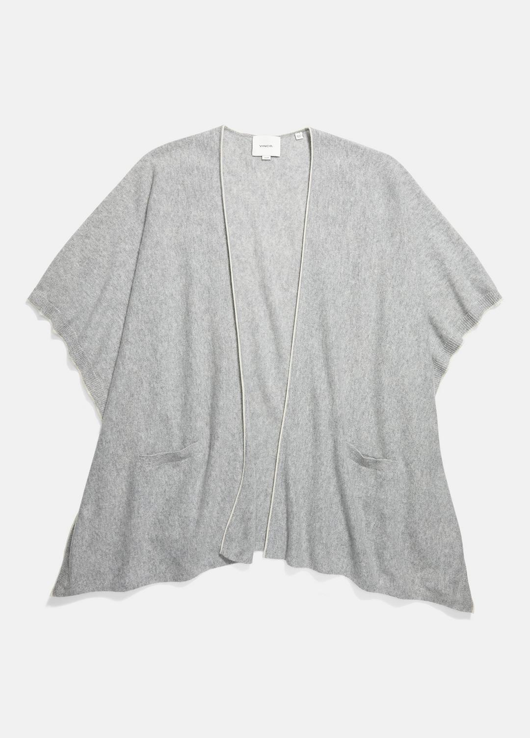 Tipped Jersey-Knit Cashmere Cape in Sweaters MEDIUM GREY/OFF WHITE | VINCE Women