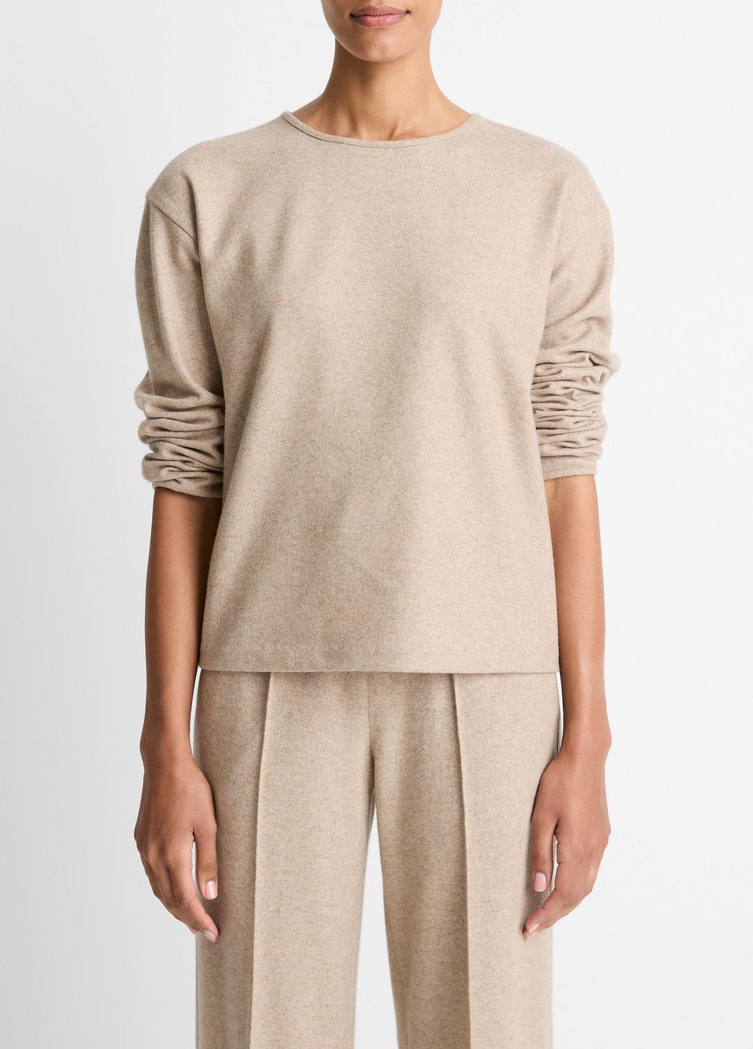 Italian Wool-Blend Lounge Pullover in Sweatshirts & Hoodies HEATHER MARZIPAN | VINCE Women