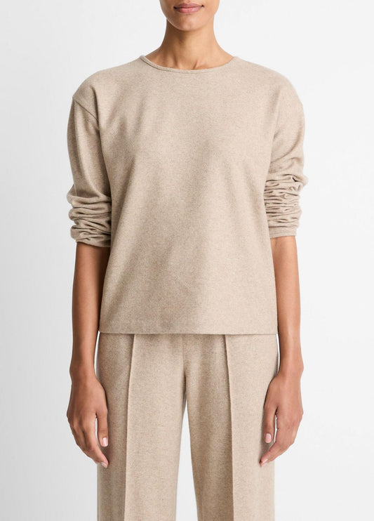 Italian Wool-Blend Lounge Pullover in Sweatshirts & Hoodies HEATHER MARZIPAN | VINCE Women