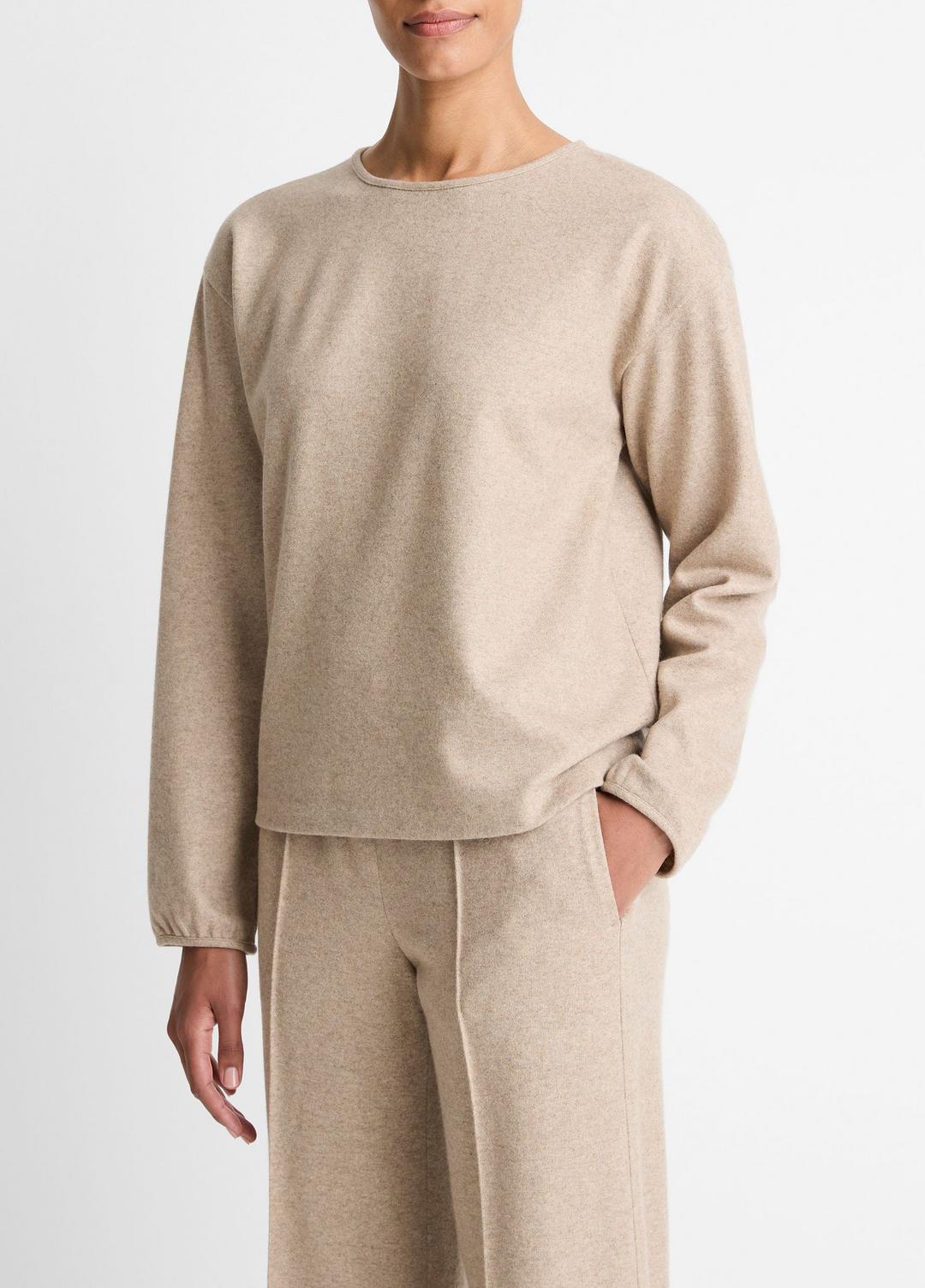 Italian Wool-Blend Lounge Pullover in Sweatshirts & Hoodies HEATHER MARZIPAN | VINCE Women