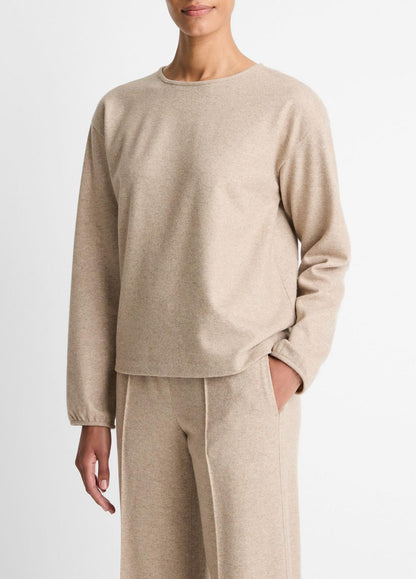 Italian Wool-Blend Lounge Pullover in Sweatshirts & Hoodies HEATHER MARZIPAN | VINCE Women