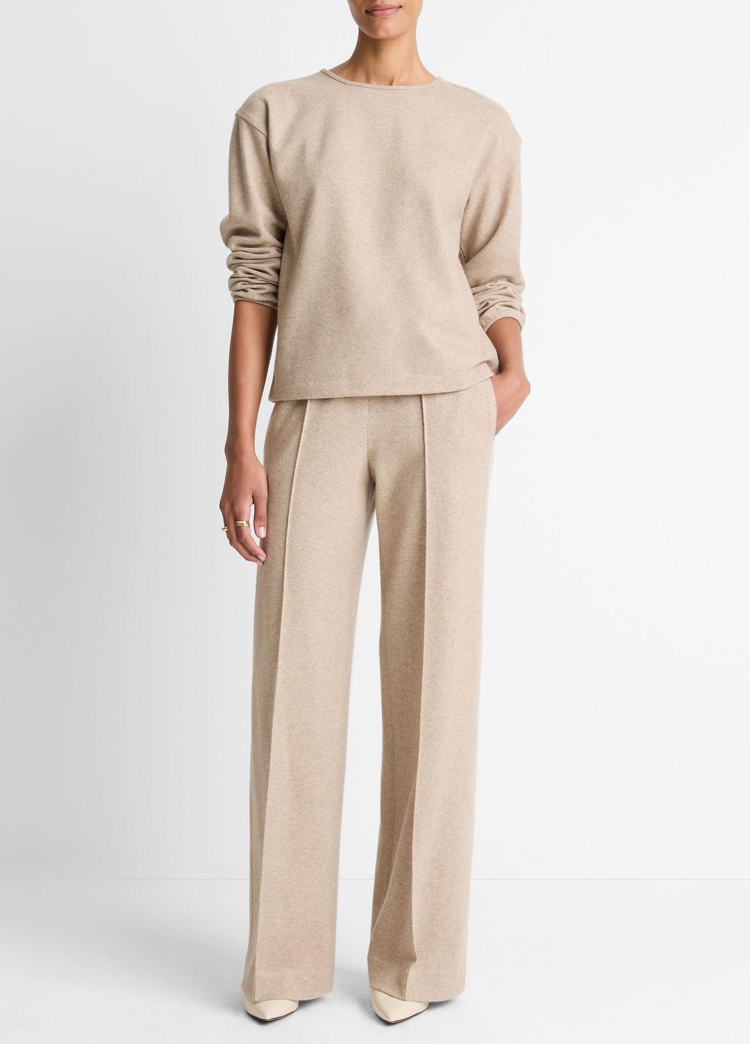Italian Wool-Blend Lounge Pullover in Sweatshirts & Hoodies HEATHER MARZIPAN | VINCE Women